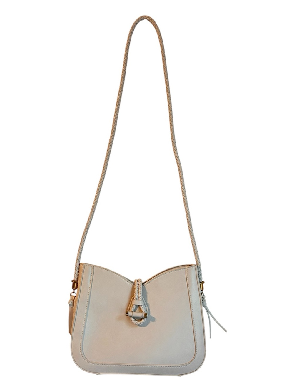 Antik Kraft White and Gold Crossbody Shoulder Bag with Braided Strap